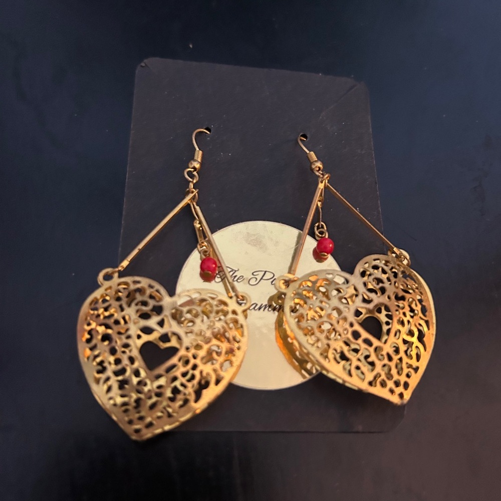 Elegant Gold Heart Earrings